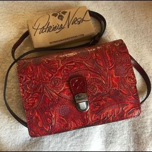 Red Patricia Nash tooled leather crossbody